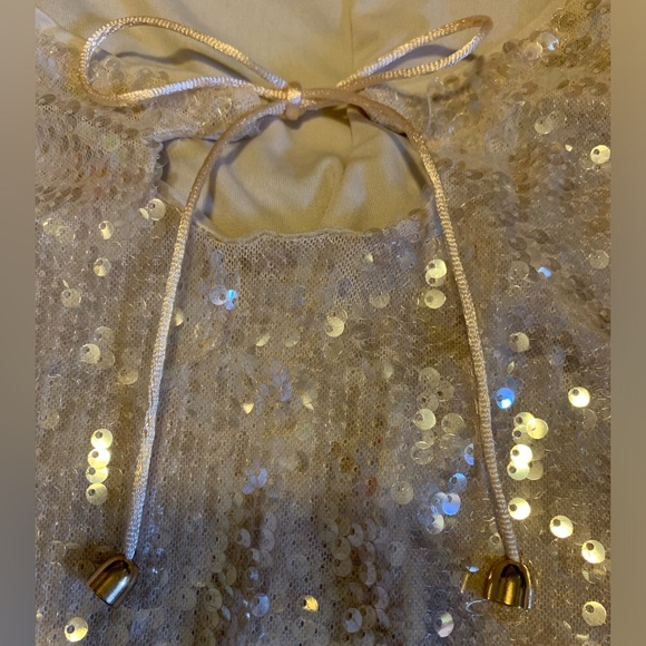 Wild Fable Cream Sequin-lined- Mini Dress with from gold tassel tie detail - Picture 5 of 6